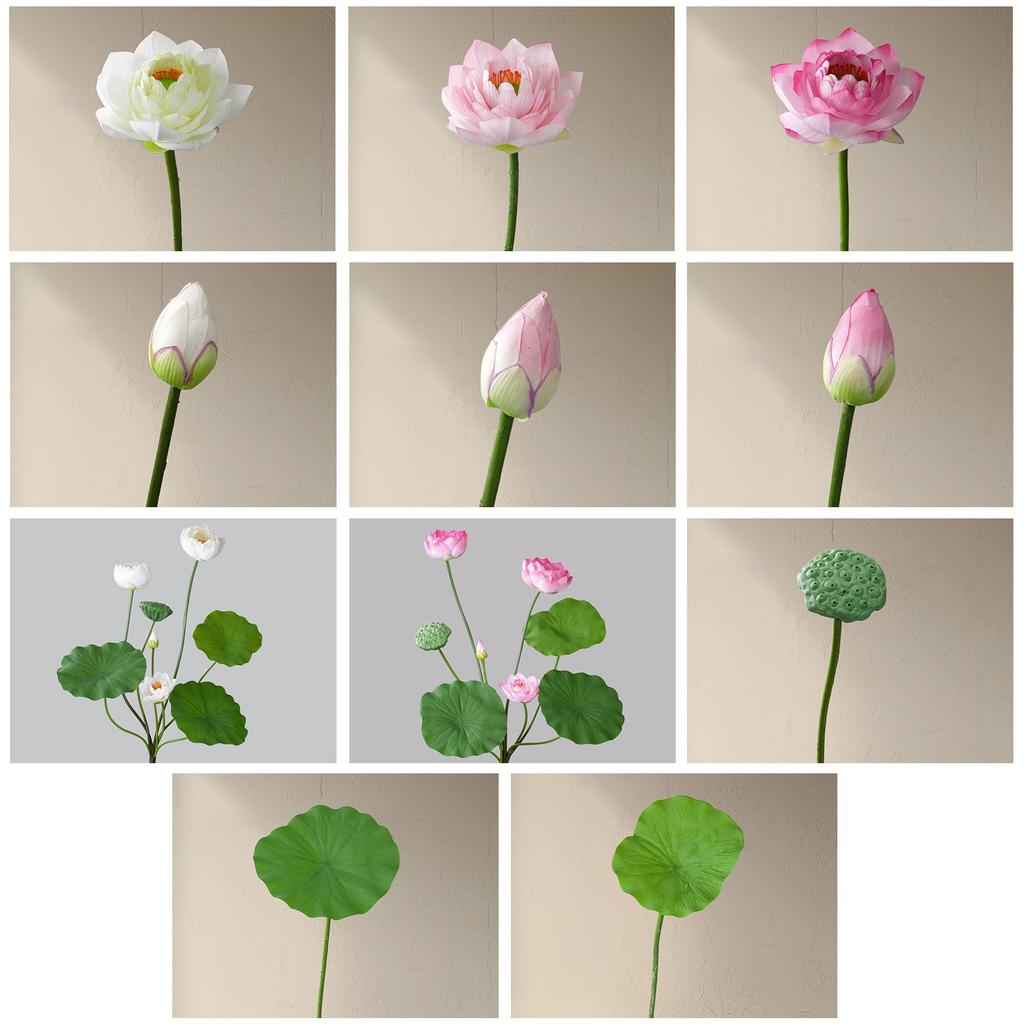 Lotus Flower & Leaf Artificial Decoration - Green Plant Handicraft INS Style for Wedding