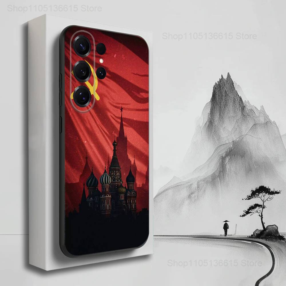 Great USSR Russian Banner Phone Case For Samsung S25,S24,S23,S22,S21,S20,S10,S9,Ultra,Plus,Lite,FE,Soft Silicone Black Cover