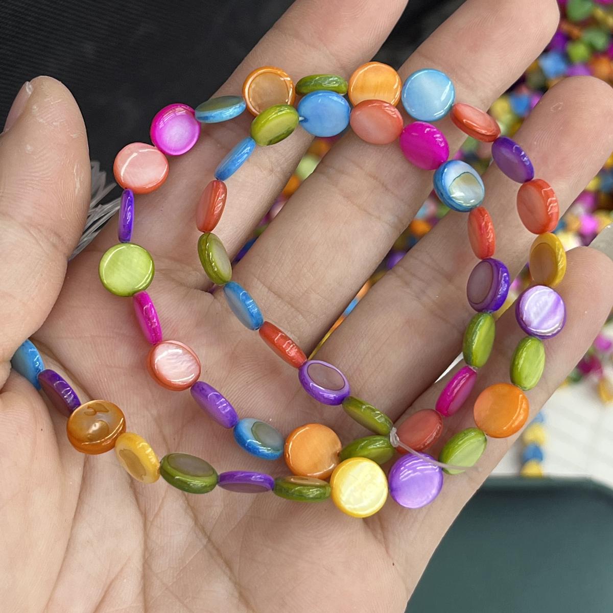 

1String, Handmade Round Beads, 6×6mm, 8×8mm, Colourful Natural Shells Loose Spacer Beads for Jewelry Making DIY Necklace Bracelet Accessories, 38cm 1String/8×8mm-38cm різнокольоровий