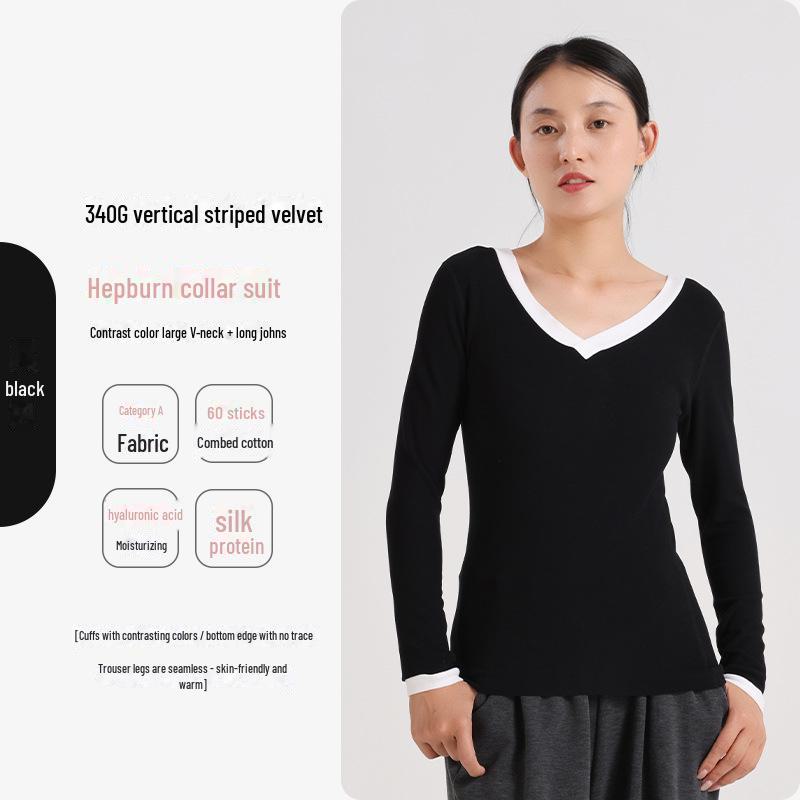 Women's Seamless Thermal Fleece Underwear Suit with Hyaluronic Acid - Slim Fit, Plus Size, Autumn Pants