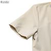 ZANZEA Women Splice Round Neck Casual Short Sleeve Dress