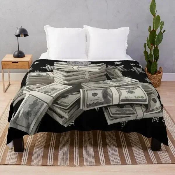 Dollar Geldschein Muster Flanelldecke Superweich Warm Leichtgewicht Königin-Größe für Bett Sofa Couch Decke für Teenager
