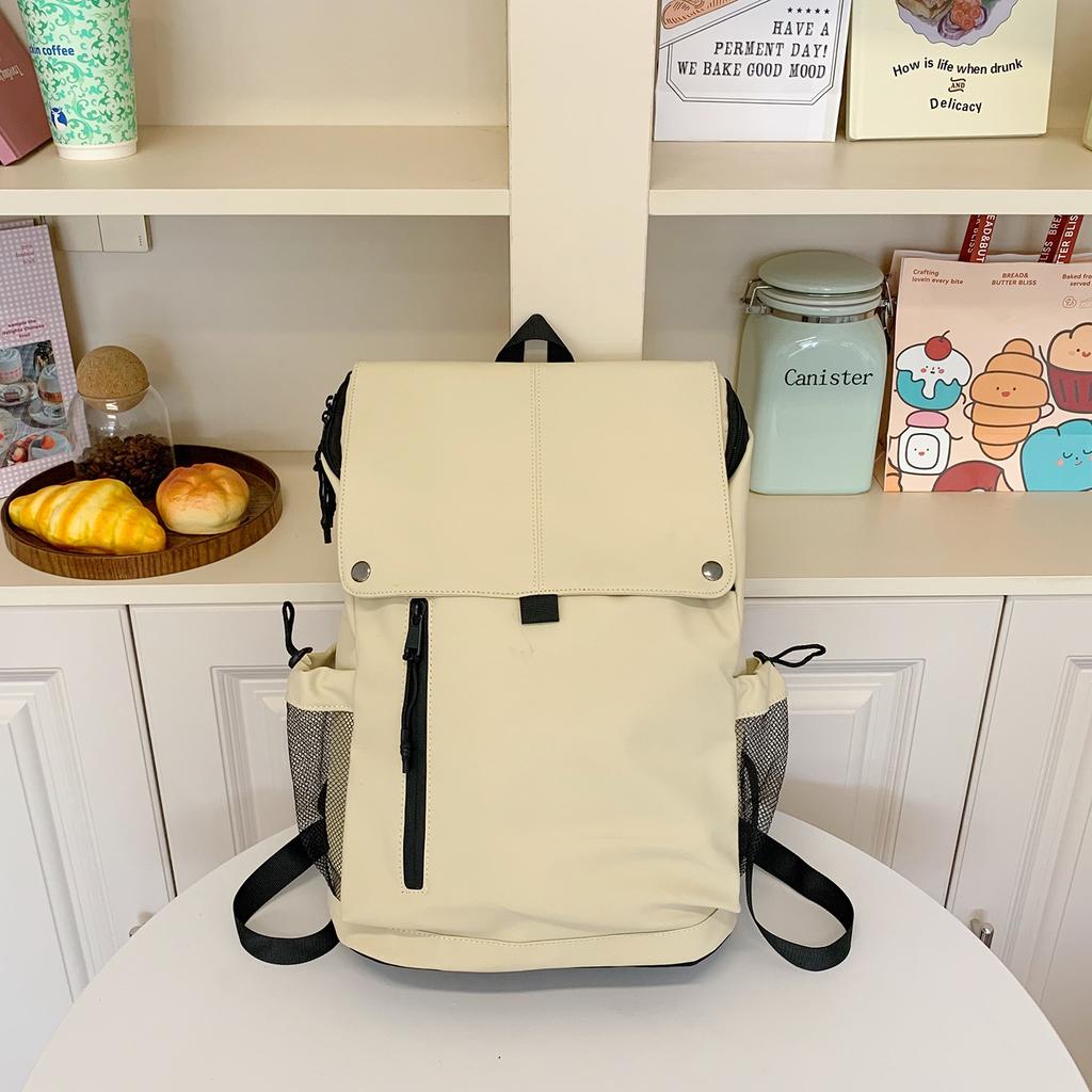 Schoolbag Backpack Junior High School Student School Bag College Style Solid Color Lightweight Large Capacity Travel Backpack Tide