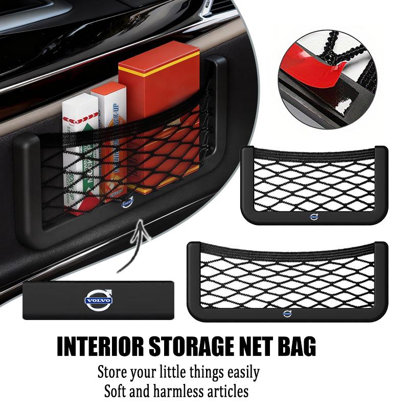 sgjkp3 For Volvo Car Seat Side Back Net Pocket Sundries Pockets Mesh Storage Bag Xc60 Xc90 V40 V60 S60 V50 V90 S80 C40 XC40 V70 XC70