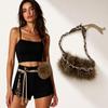 Fabric Decor Faux Fur Rope Belt Faux Fur Decorative Waistband Tassel Waist Belt  For Dresses