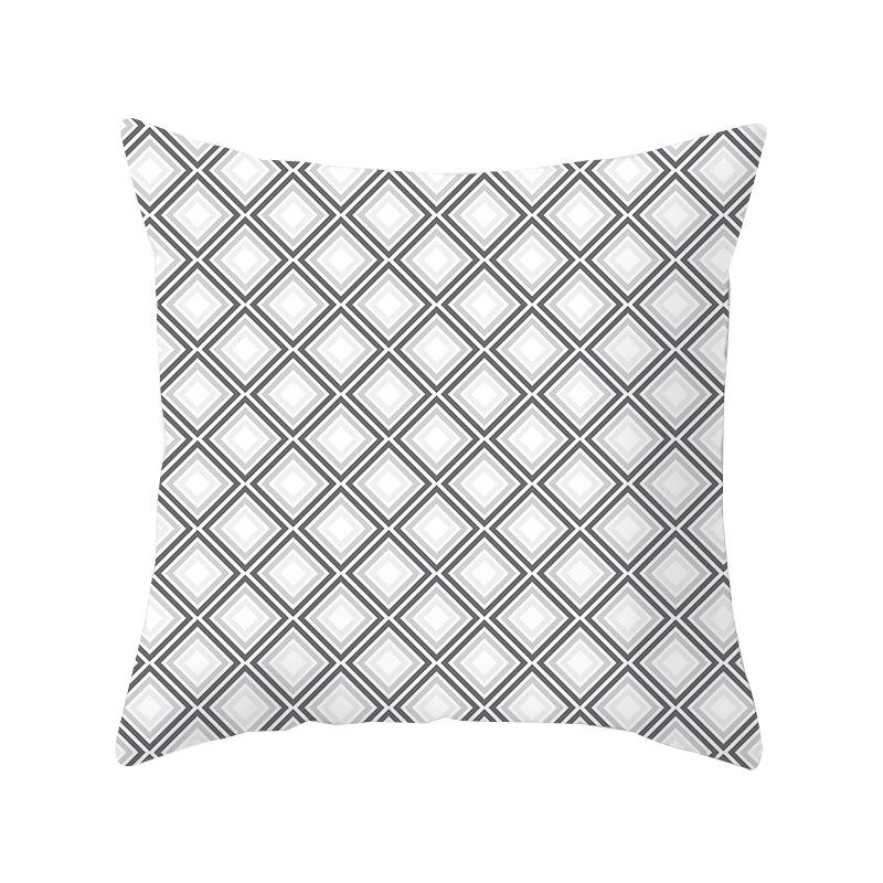 Simple Style Home Decoration Abstract Geometric Grid Black and White Lines Light Luxury Sofa Waist Support Pillow Cover Cushion