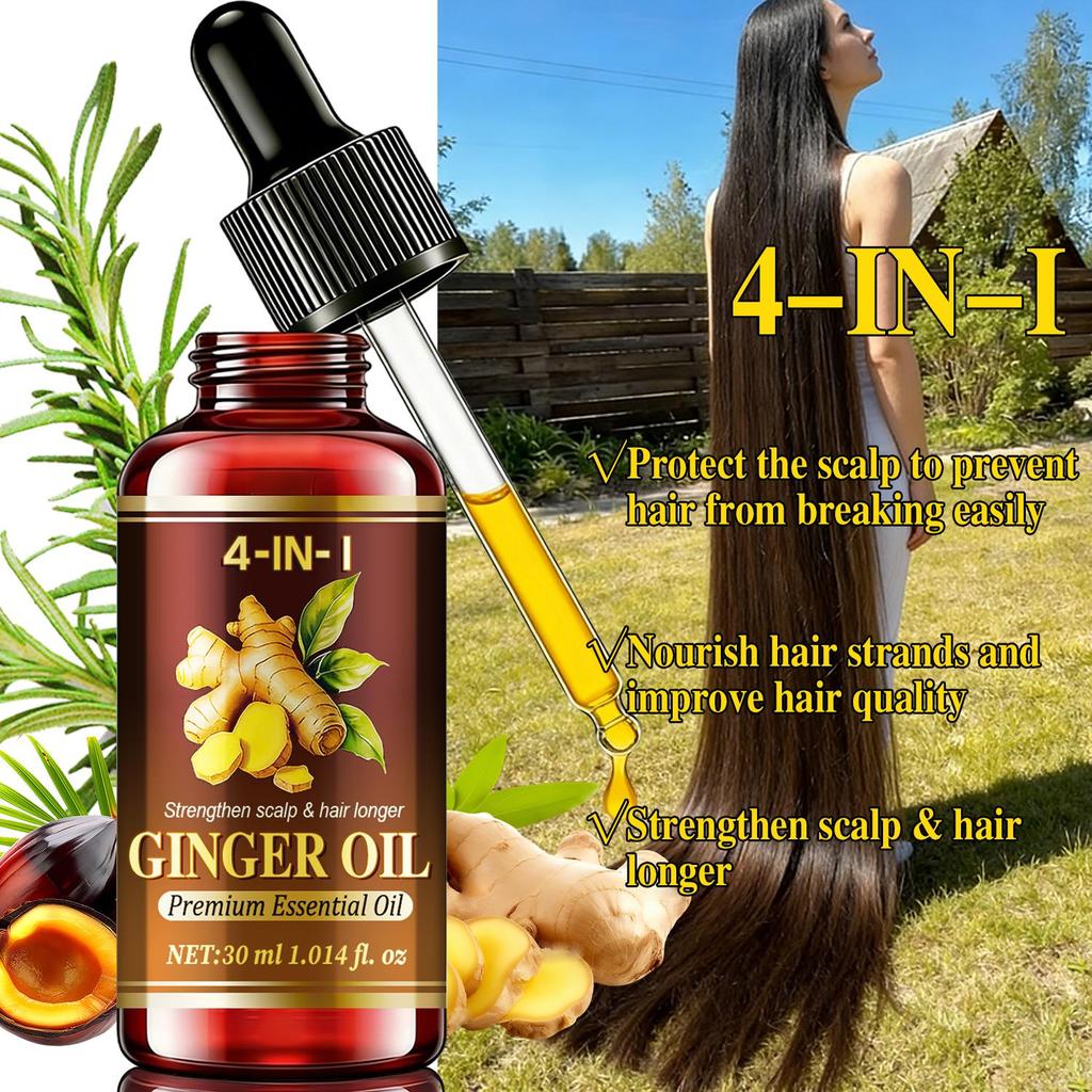 Ginger Oil-Nourish Hair Strands And Improve Hair Quality-Strengthen Scalp & Hair Longer-Suitable For All Hair Types, 30ml
