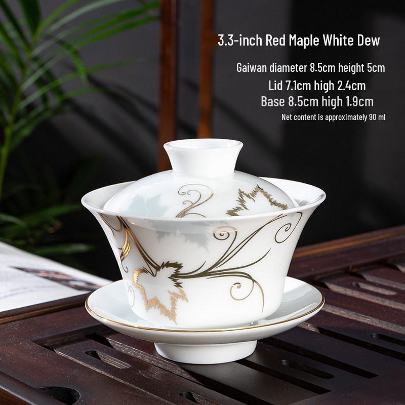 Chaozhou Blue and White Porcelain Gongfu Tea Set: Gaiwan, Mini Tea Cup, and Bowl