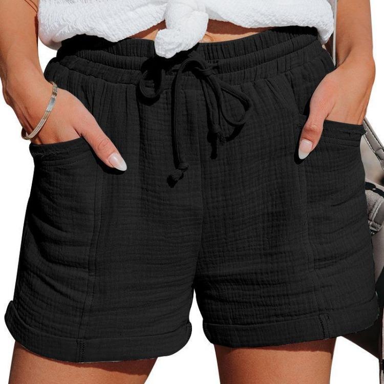 2024 Summer Women Lace Up High Waist Wide Leg Loose Shorts