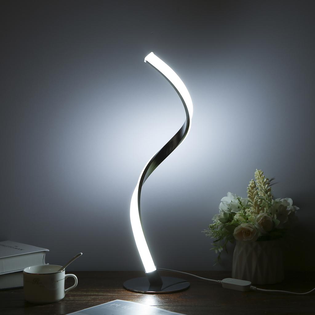 Neoglint 10W Spiral LED Table Light Dimmable 3 Lighting Colors Bedside Desk Lamp Nightstand Lamp for Bedroom Living Room