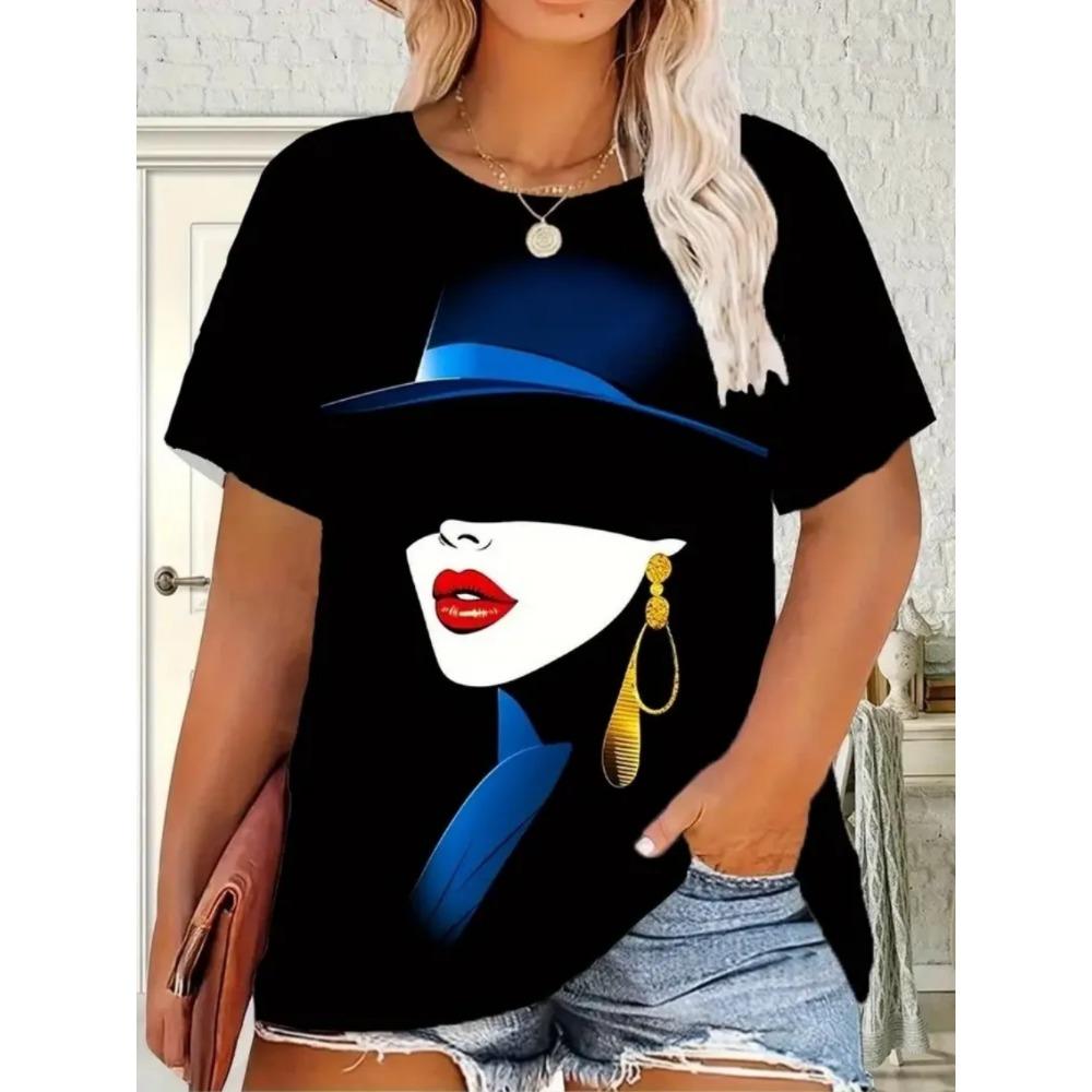 Летняя Мода Женская С Рисунком Свободная Большого Размера Дышащая Мягкая Удобная Женская Футболка с Коротким Рукавом S