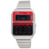 Casio CASIO Vintage Series Digital Watch with 8 Digit Calculation Function Heritage Colors CA-500WE-4B Unisex Metal Band Silver X Red Overseas Model