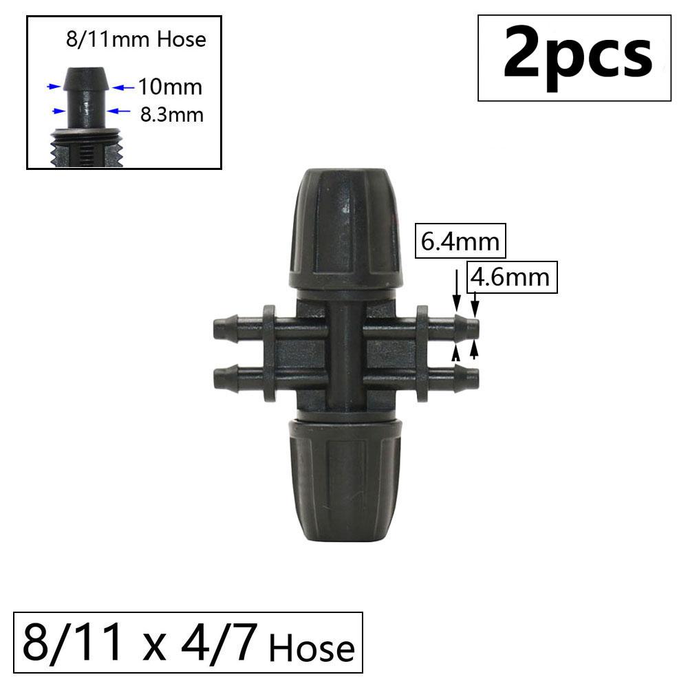 3/8" 8mm Garden Hose Connector 8/11 To 4/7 3/5mm Hose Reducer Water Splitter Tee Elbow End Plug Drip Irrigation System Fitting