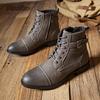 Mode Herbst Winter Britischer Stil Herren High-Top Stiefel Rutschfest Retro Schnürung Runde Zehen Lederstiefel Seitenreißverschluss Botas Para Hombre40-45