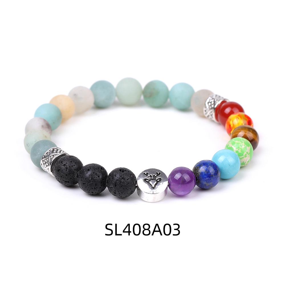 European & American Reindeer Bracelet with Striped Agate, Tiger's Eye, and Frosted Amazonite