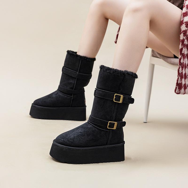 Winter New Cm Thick-soled Heightening Versatile Casual Waterproof Snow Boots Plush Warm Fluffy Shoes Women