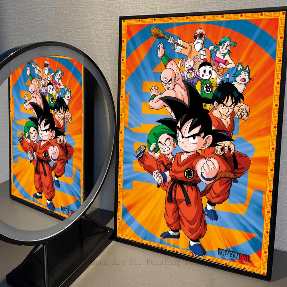 1 buc Poster Anime Dragon Ball Autocolante Poster Artă Picturi Murale de Perete Decor Sală de Jocuri Decor Cadouri Kawaii Pictură HD Pisică Mașini