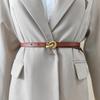 Womens Classic Leather Belt With Alloy Snap Closure And Minimalist Gift Style