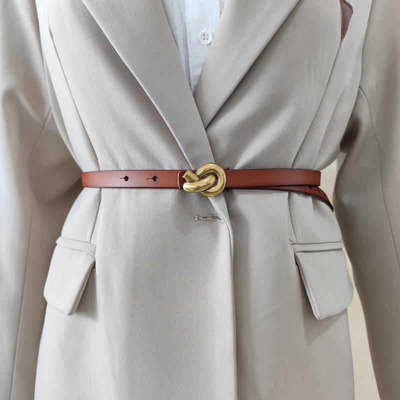 Womens Classic Leather Belt With Alloy Snap Closure And Minimalist Gift Style