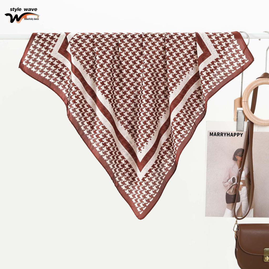 Klassischer Französischer Retro Hahnentritt Seidenschal - Hochwertige Nachbildung für Frühling/Sommer, Dekoratives Kleines Halstuch