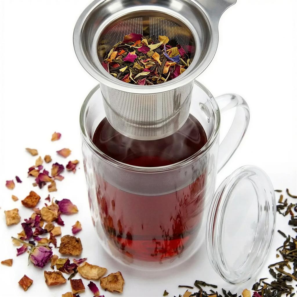 MUG INFUSIBLE FOR WINTER TEA AND HERBS THERMAL GLASS 500ml LID