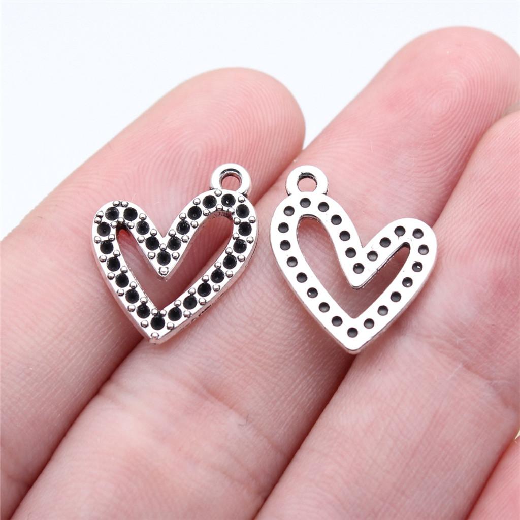 

Rhinestones Sparkling Bling Charm Antique Bronze Zinc Alloy Jewelry Making Supplies Couple Style DIY Charms High Quality A23-10pcs-17x15mm