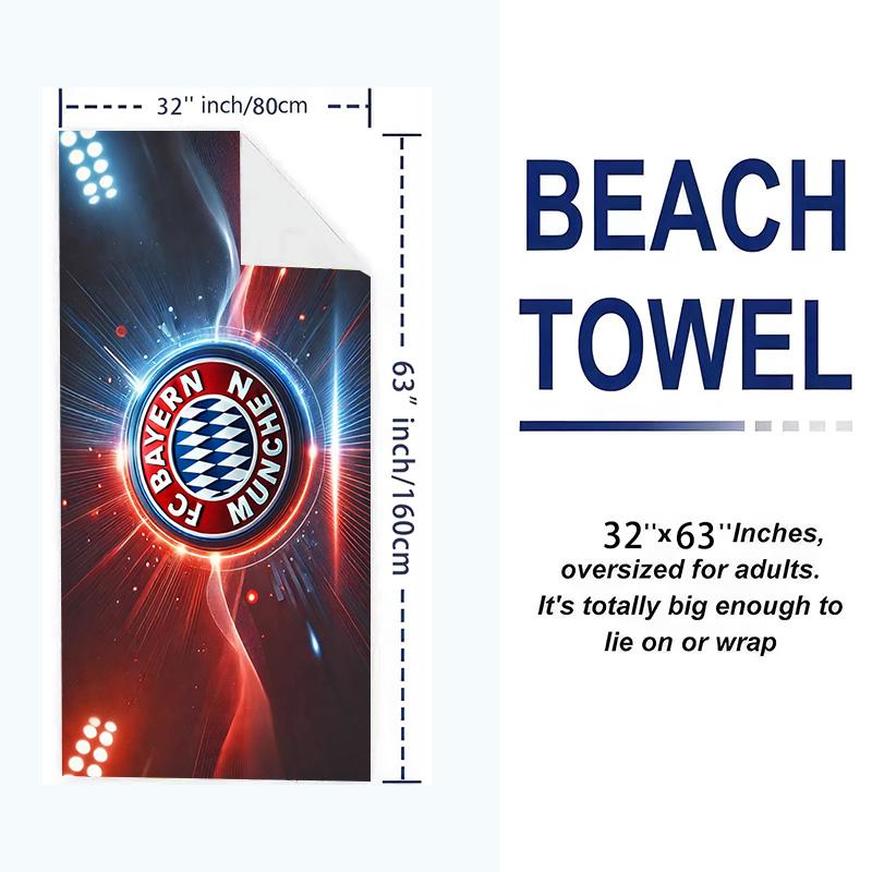 FC Bayern Munich Print Beach Towel, Large Soft Quick Dry Towel for Beach Camping Swimming