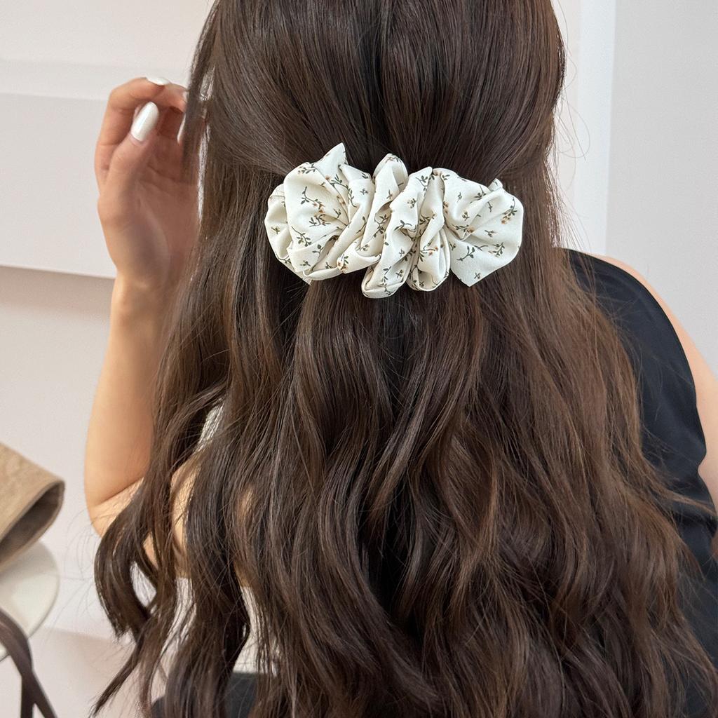 Pleated Cloud Bubble Hair Accessory Polka Dot Floral Grab Clip, Sweet Girl Atmosphere Banana Hair Clip