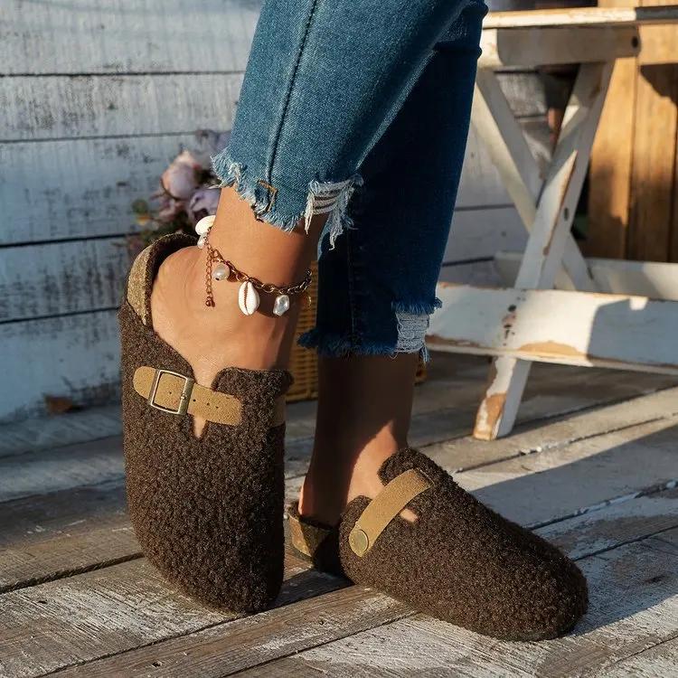 Fashion Woman Slippers New Cover Toe Platform Loafers Flat Spring Autumn Retro Slides Woman Comfortable House Slippers Zapatos De Mujer