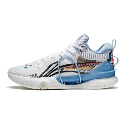 נעלי כדורסל ביצועים Li Ning Speed 8 עם ריפוד, עמידות להחלקה ושחיקה, נמוכות, לגברים, לבן-כחול ABAT119-4