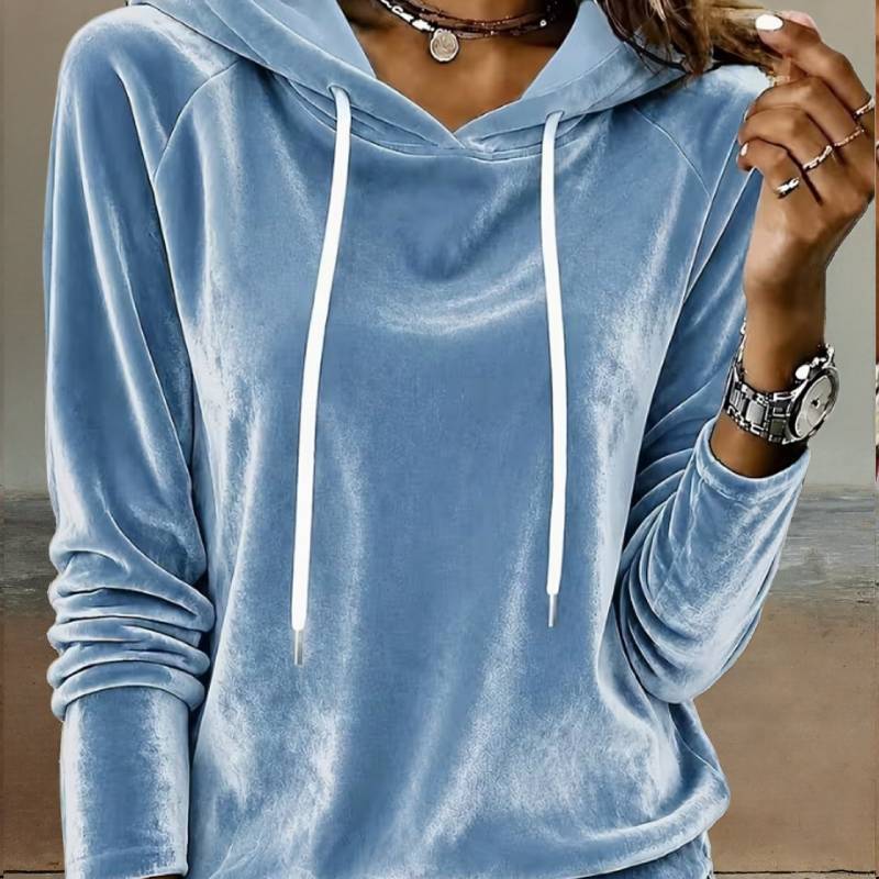 Silk Velvet Hoodie With Drawstring Hood For Womens Casual Autumn Winter Wear
