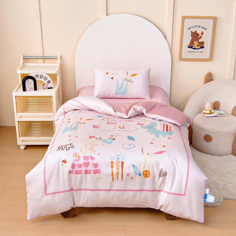 60S Pure Cotton Digital Print Kids' Autumn/Winter Bedding Set: First Day of School Duvet Cover