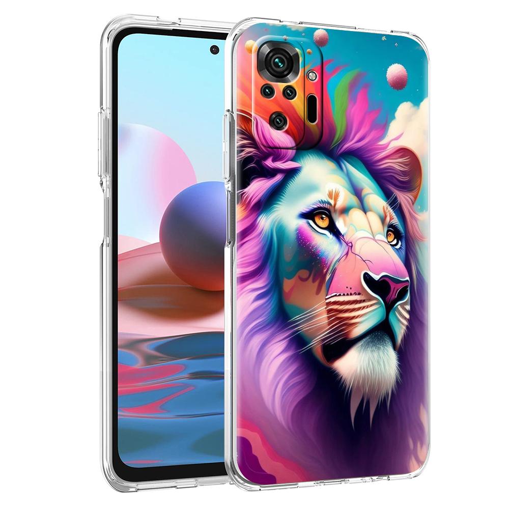 Colorful Lion Transparent Phone Case for Redmi 13C 12C 10C Note 13 12 11 11T K40 Gaming Plus Pro 4G 5G Soft Cover Shell Capa Bag