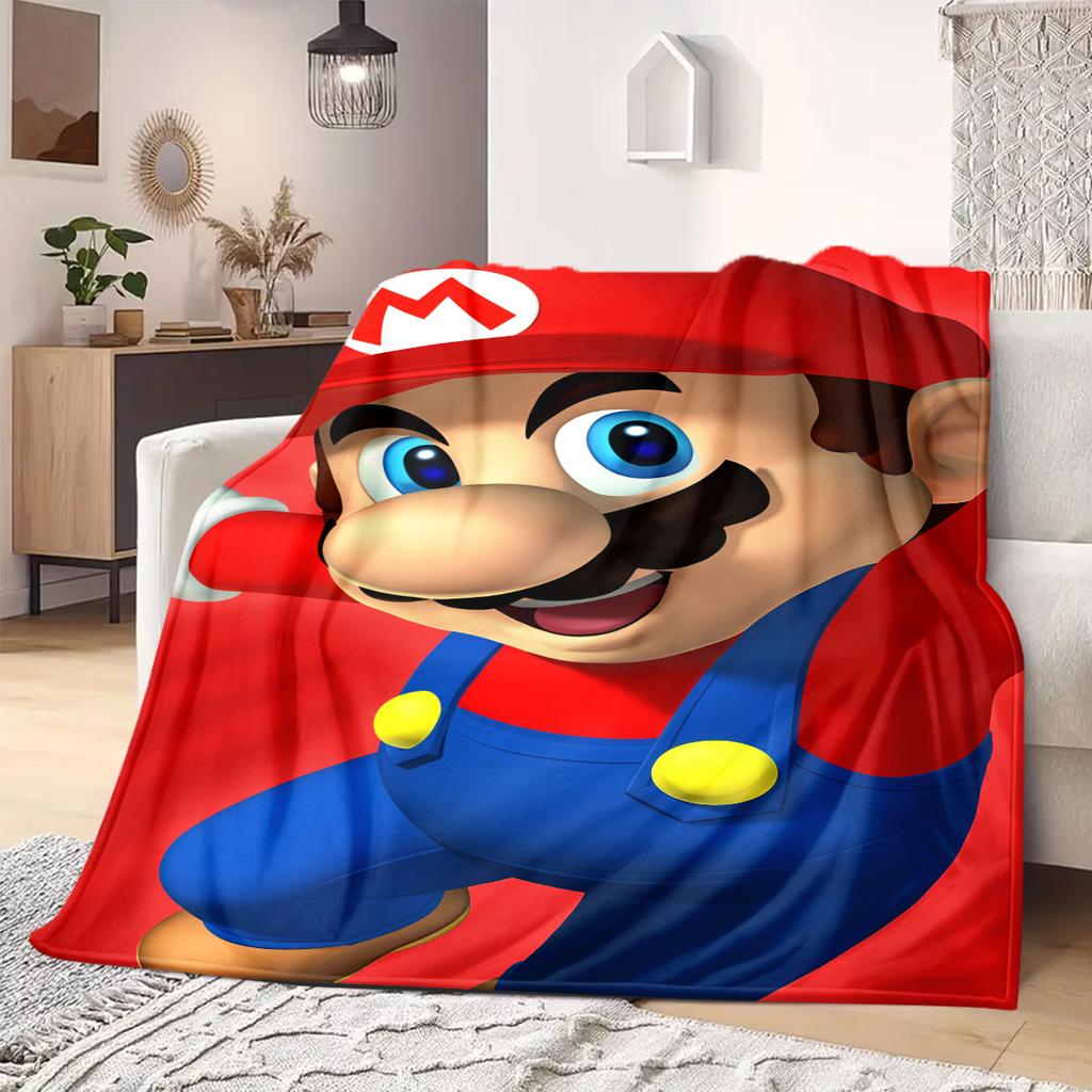 Mario Anime Print Blanket Warm Comfortable Flannel Blanket Suitable for Bedrooms, Sofas, Beds, Chairs, Picnics, Travel
