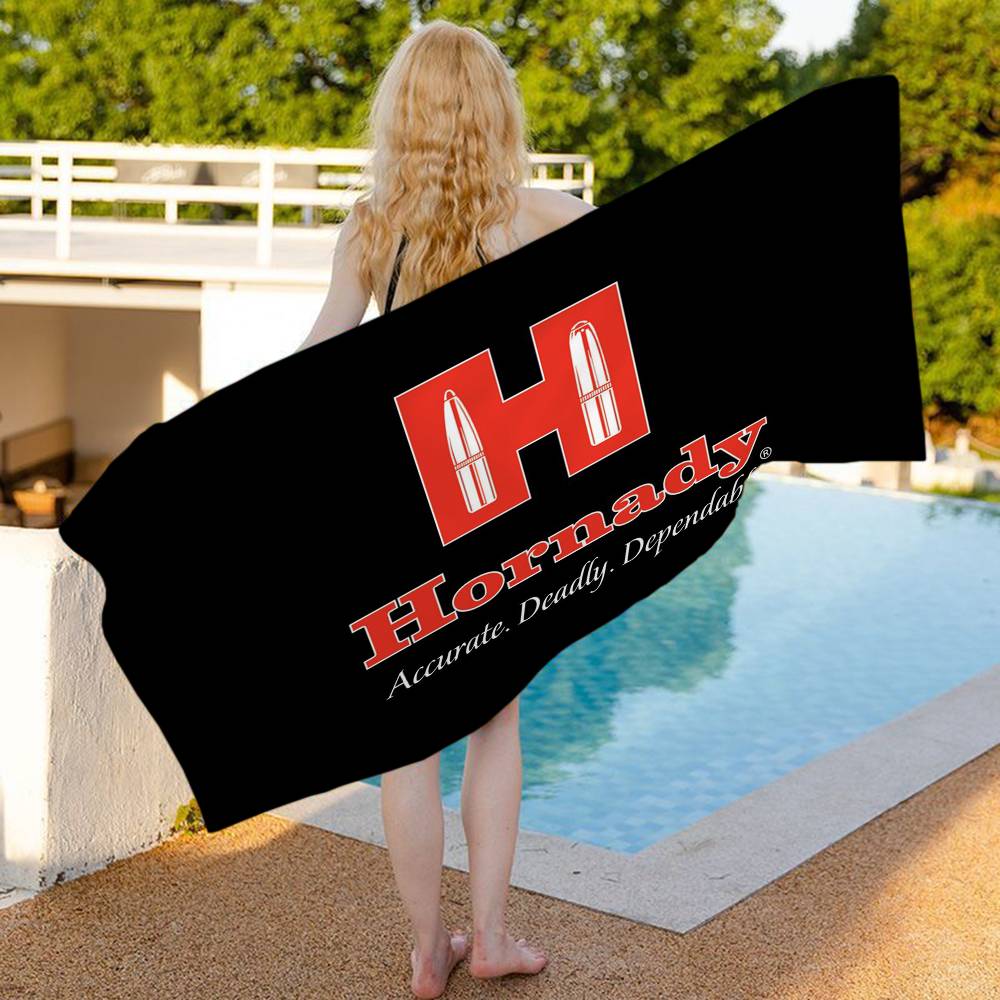 H-Hornady Logo Fashion Beach Towel Colorful Bath Towels For Girl Microfiber Quick Dry Custom Sand Free Beach Yoga Spa Gym Pool