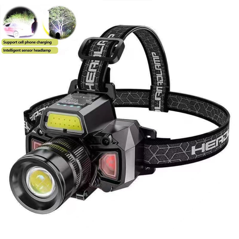 High-power Sensor Headlamp Five Lighting Modes Rechargeable LED Headlamp Waterproof Super Bright Camping Search Light Cycling