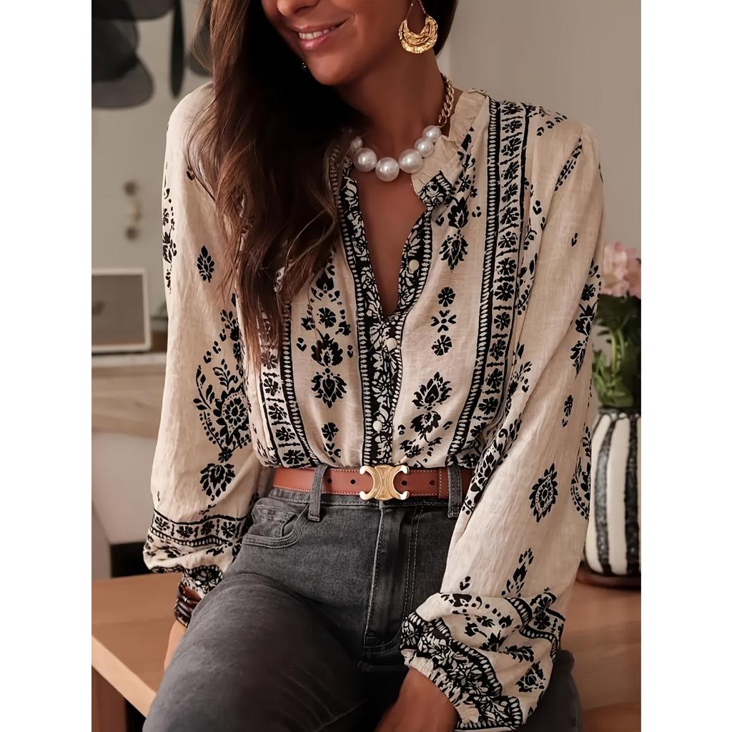 New Women's Elegant Long Sleeve Blouse Casual Chic Shirt Top