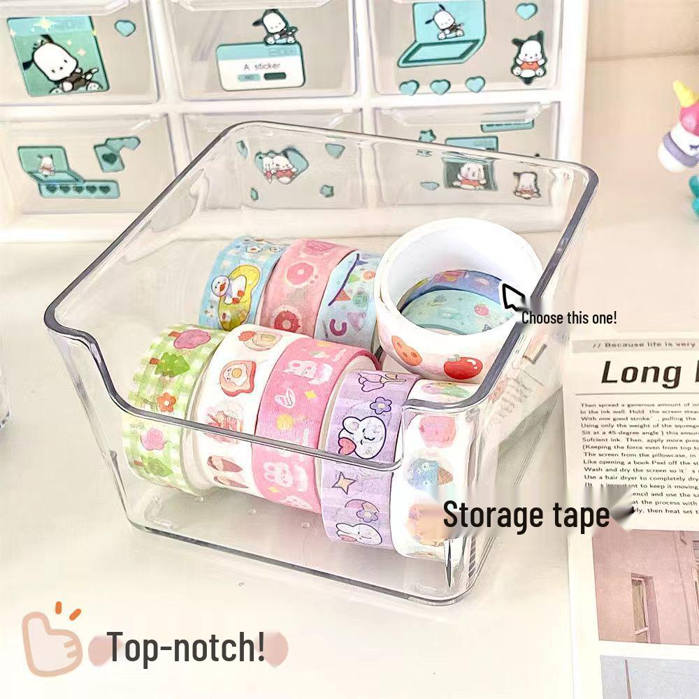 Acrylic Transparent Storage Box with Dividers for Cards and Memos