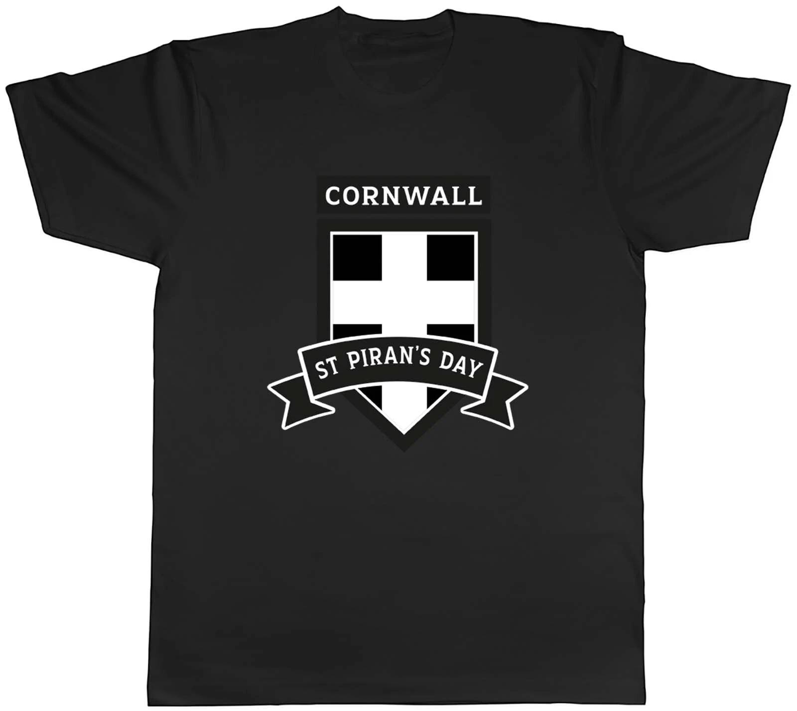 St Piran s Day Mens T-Shirt Cornwall Cornish Shield Unisex Tee Gift XL