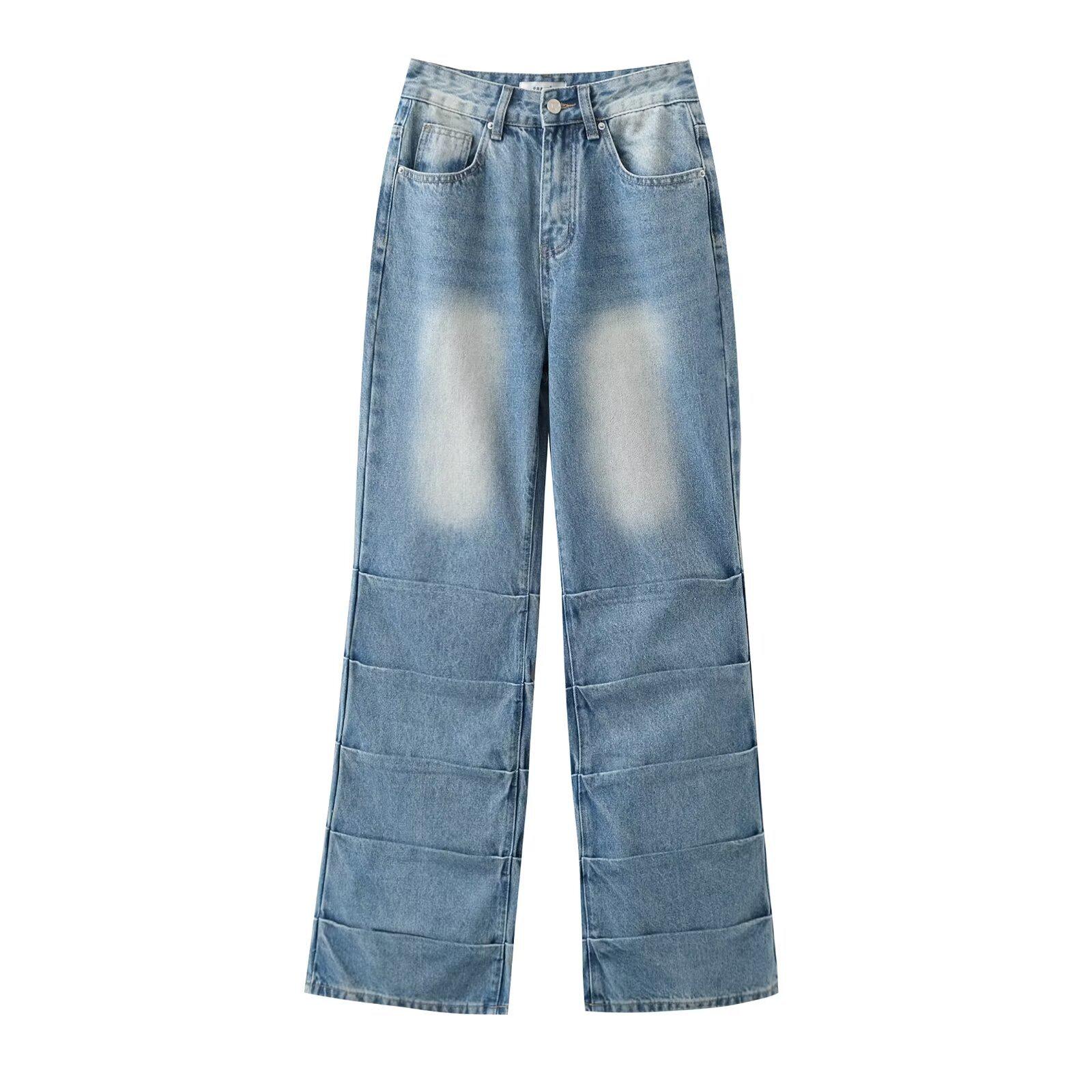 

Spring 2025 Women s Washed Slim Straight-Leg High-Waist Casual Jeans Medium