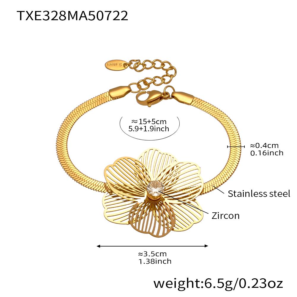 Flower Earrings Necklace Bracelet Ring In Stainless Steel Herringbone Chain Necklaces Bracelets Tassel Stud Earring For Women