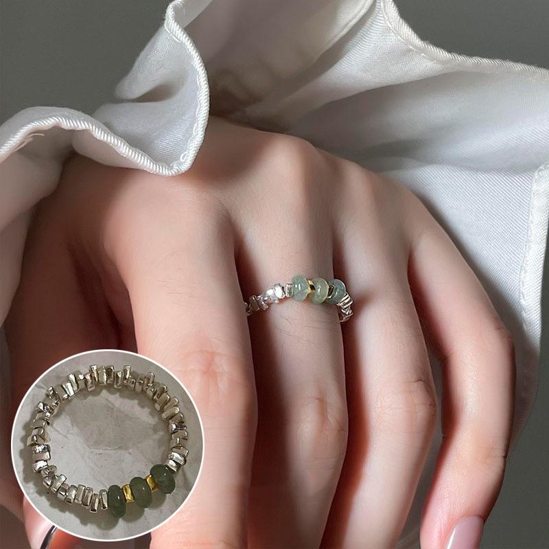 Bague ouverte vintage en argent S925 plaqué perle pour femmes