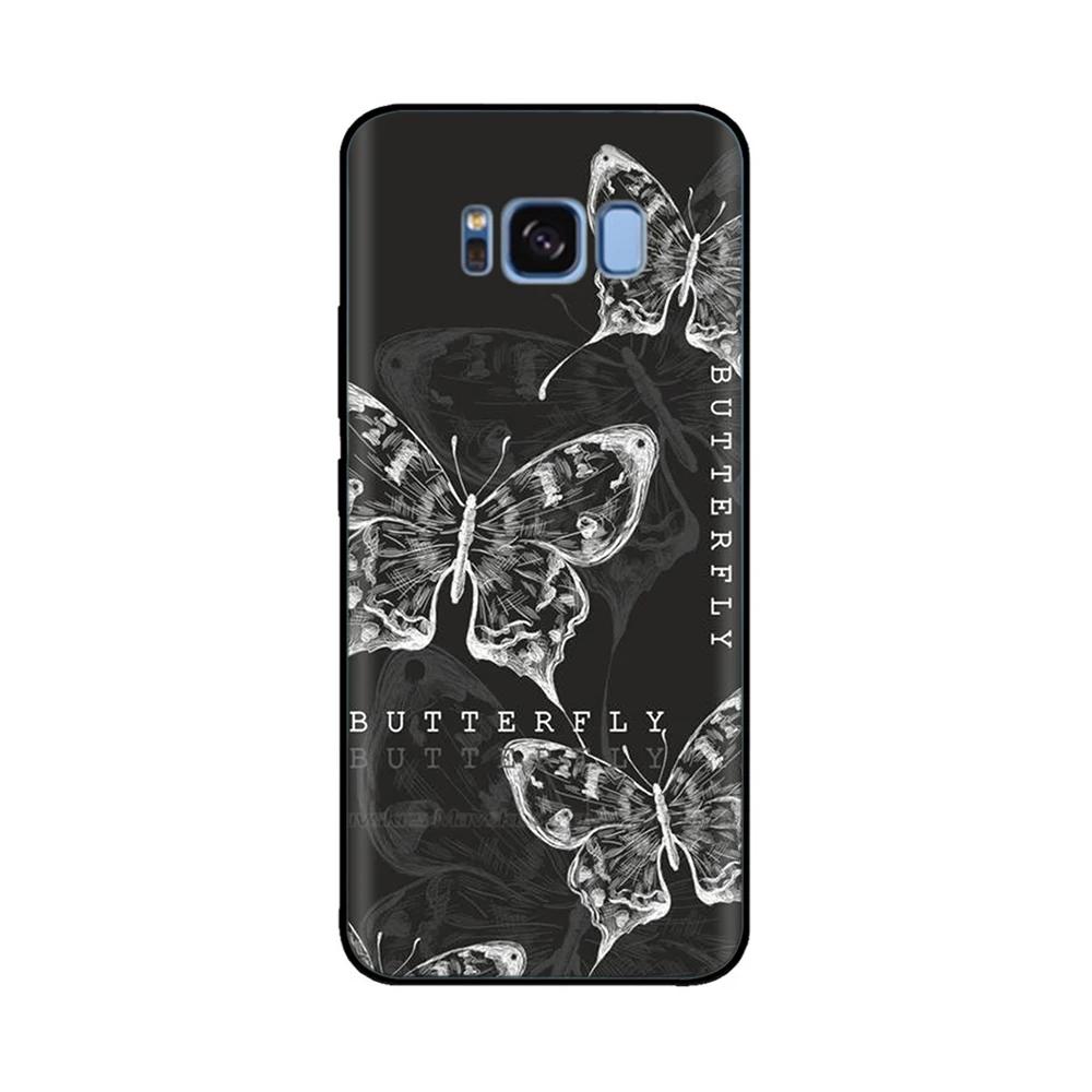 For Samsung Galaxy S8 Plus Phone Case Heart-Butterfly Funda For Samsung S8 S8Plus Cases Liquid Silicone Bumper GalaxyS8 Shells