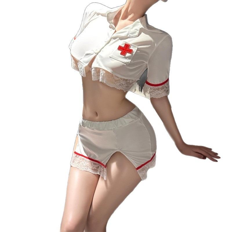Sexy Nurse Outfit Lingerie Seduction Hot Solid Color Skirt Cosplay Uniform Suit