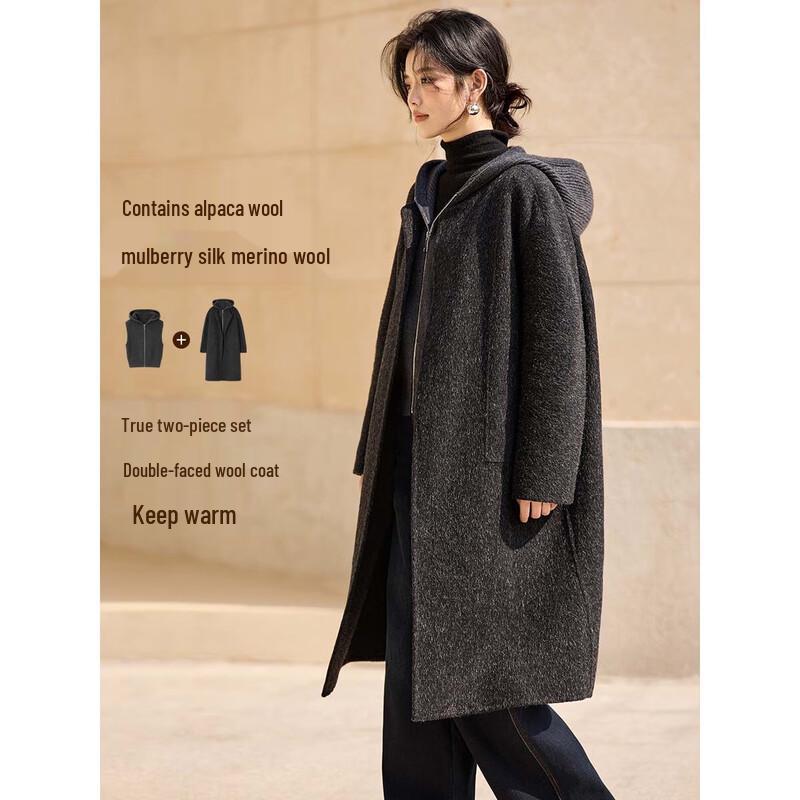 

Women s Silk-Blend Double-Faced Wool Coat M