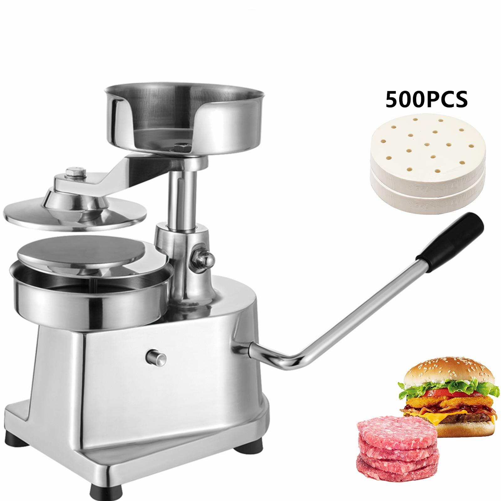 

Hamburger Patty Maker 10cm/4inch Stainless Steel Burger Press Heavy Duty Beef Meat Forming Machine With 500Pcs Parchment Paper 4 inches