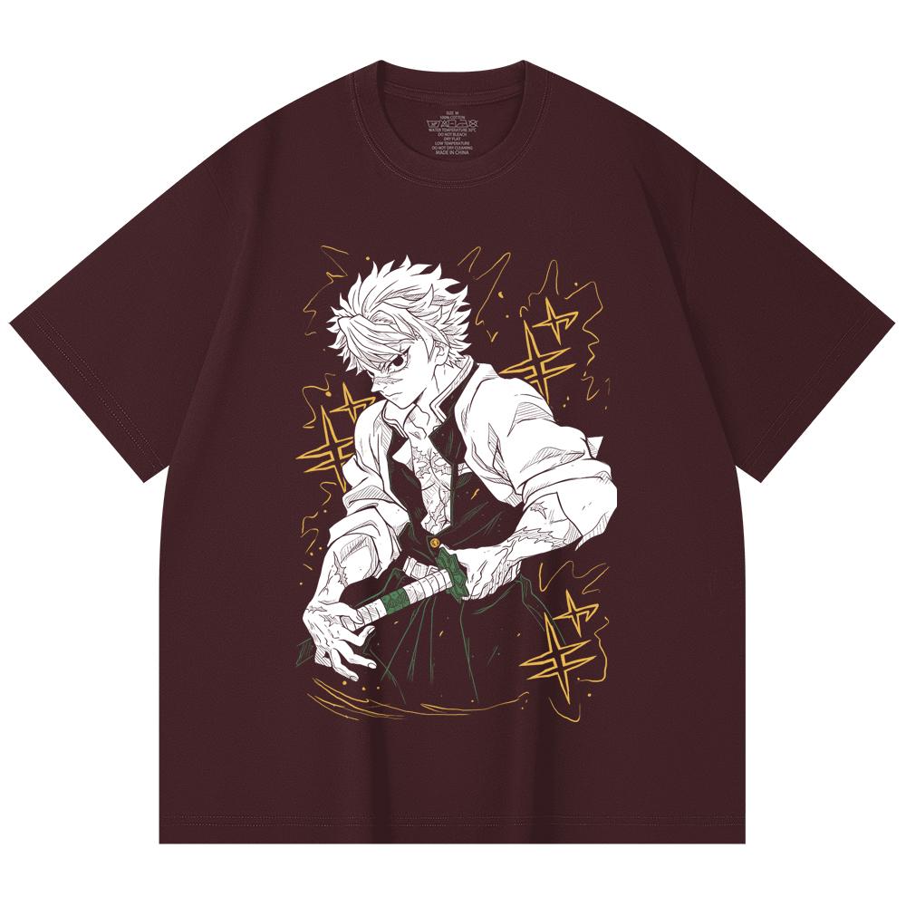 

230 Gsm 100% Cotton Demon Slayer V13 Sanemi Print Unisex Heavy Cotton T Shirt 2XL
