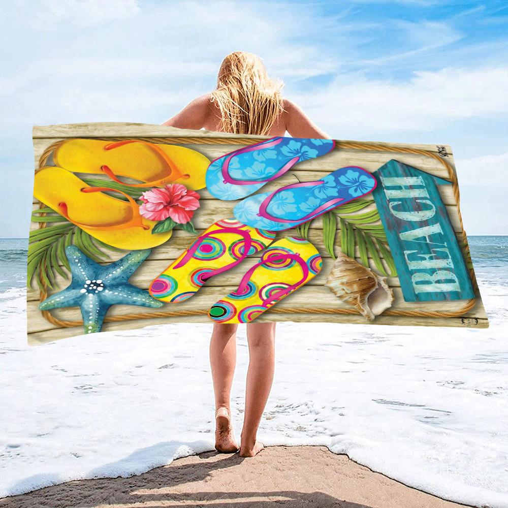 Beach Sandals Collection digital-printed polyester Superfine fiber double-sided fleece Beach vacation bath towel beach towel
