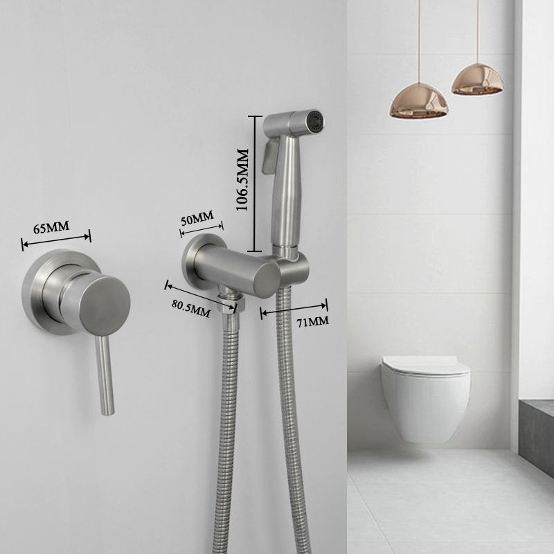 Black Stainless Steel Handheld Sprayer Bidet Shower Shattaff with Shower Hose and Bracket for Bathroom Toilet Hot Cold Water