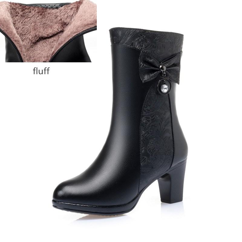 

Fashion AIYUQI Winter Boots Women Wool Keep Warm 2025 New Genuine Leather Shoes Woman Boots Fashion Bow Female Fashion Boots Thick Heel 41